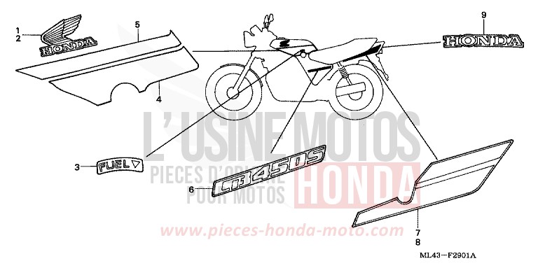 STREIFEN/MARKE (CB450SJ) von CB1300 Super Bold'or ABS MONZA RED (R110) von 1988